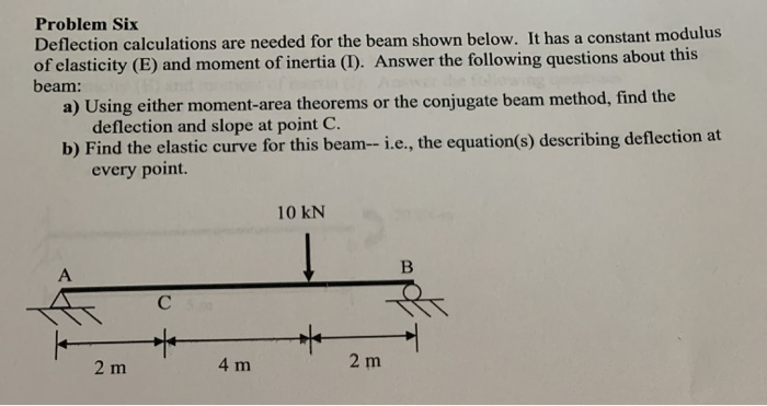 Solved Problem Six Deflection calculations are needed for | Chegg.com