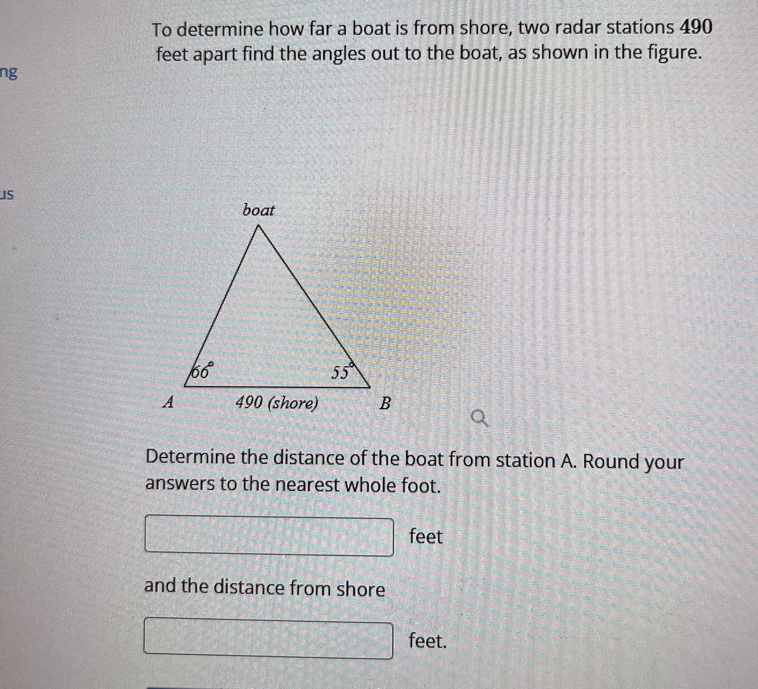 Solved To determine how far a boat is from shore, two radar | Chegg.com
