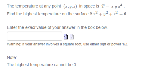 Solved The temperature at any point (x,y,z) ﻿in space is | Chegg.com