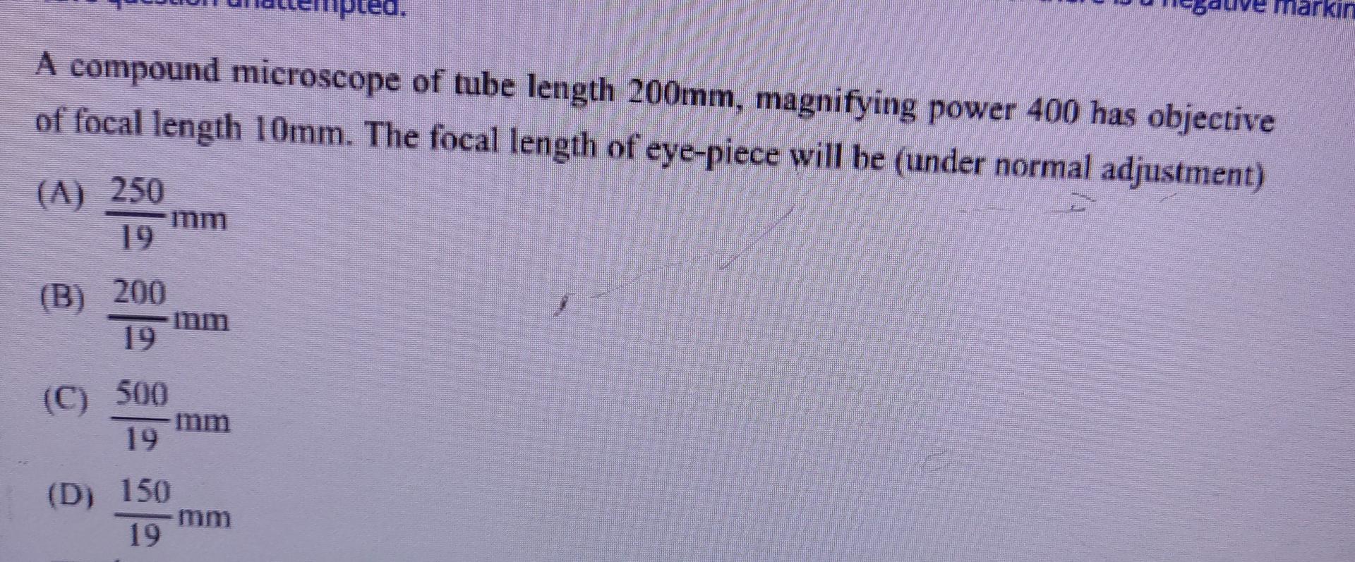 Solved larkın A compound microscope of tube length 200mm, | Chegg.com
