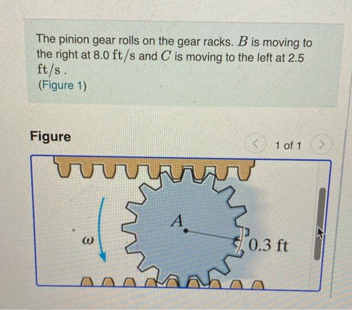 Solved The Pinion Gear Rolls On The Gear Racks. B Is Moving | Chegg.com