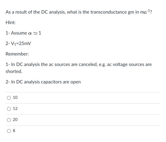Solved For the BJT transistor circuit shown below, if B=100, | Chegg.com
