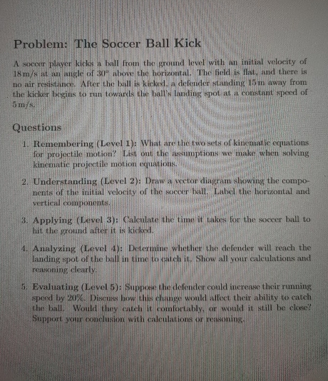 Kick Problem Solved Problem: The Soccer Ball KickA soccer player kieks a | Chegg.com