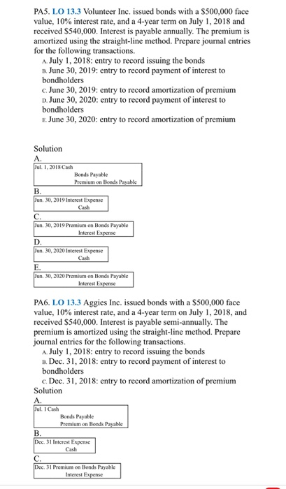 Solved PAS. LO 13.3 Volunteer Inc, issued bonds with a | Chegg.com