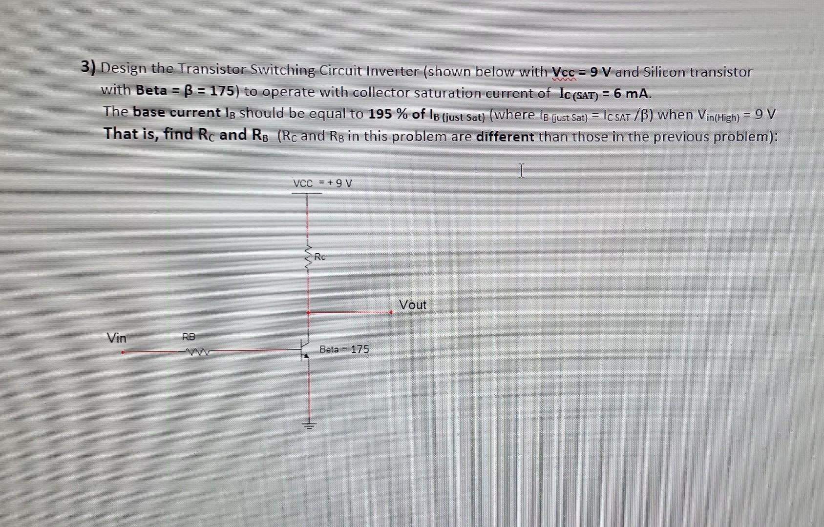 Solved 3 Design The Transistor Switching Circuit Inverter Chegg Solved 3 Design The Transistor Switching Circuit Inverter Chegg