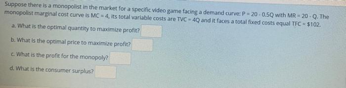 Solved Suppose there is a monopolist in the market for a | Chegg.com
