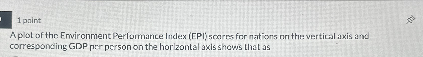 Solved 1 ﻿pointA plot of the Environment Performance Index | Chegg.com