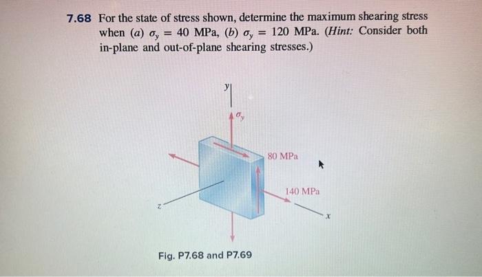 Solved 7.68 For the state of stress shown, determine the | Chegg.com