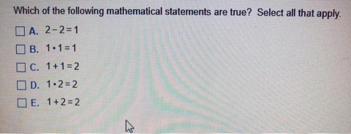 Solved Which of the following mathematical statements are | Chegg.com