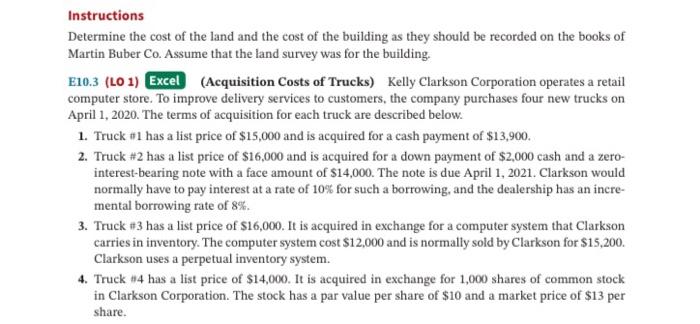 Solved Instructions Determine the cost of the land and the | Chegg.com