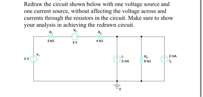 Solved Redraw the circuit shown below with one voltage | Chegg.com