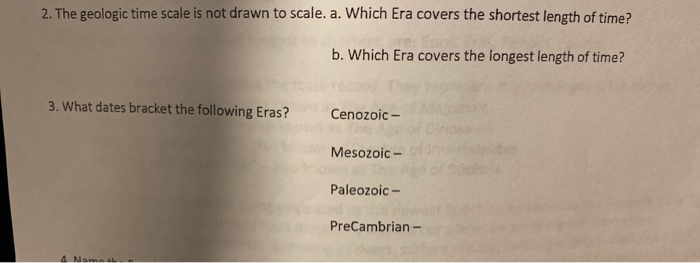 Solved 2. The geologic time scale is not drawn to scale. a. | Chegg.com