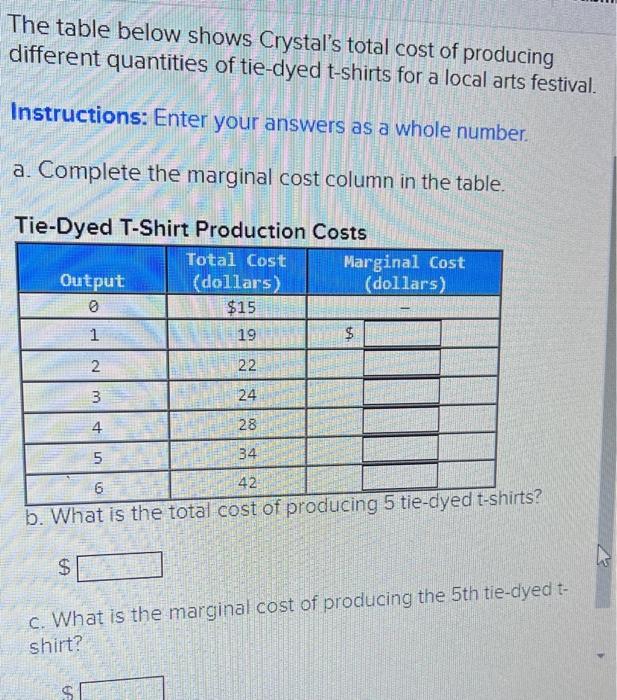 Solved Short Run Relationships Marginal Costs Exercise 1 8942