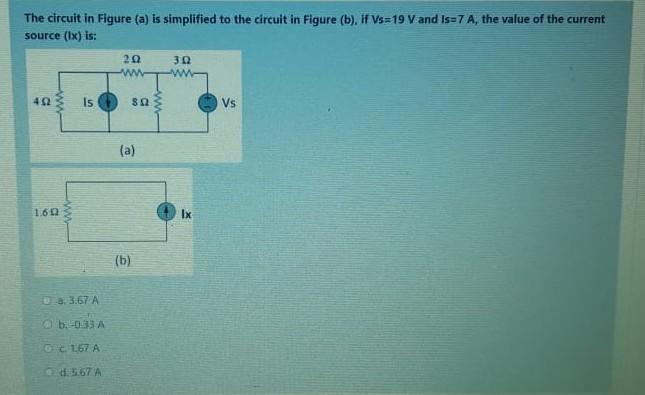 Solved The circuit in Figure (a) is simplified to the | Chegg.com