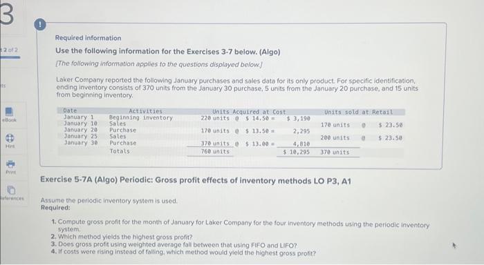 Solved Required information Use the following Information | Chegg.com