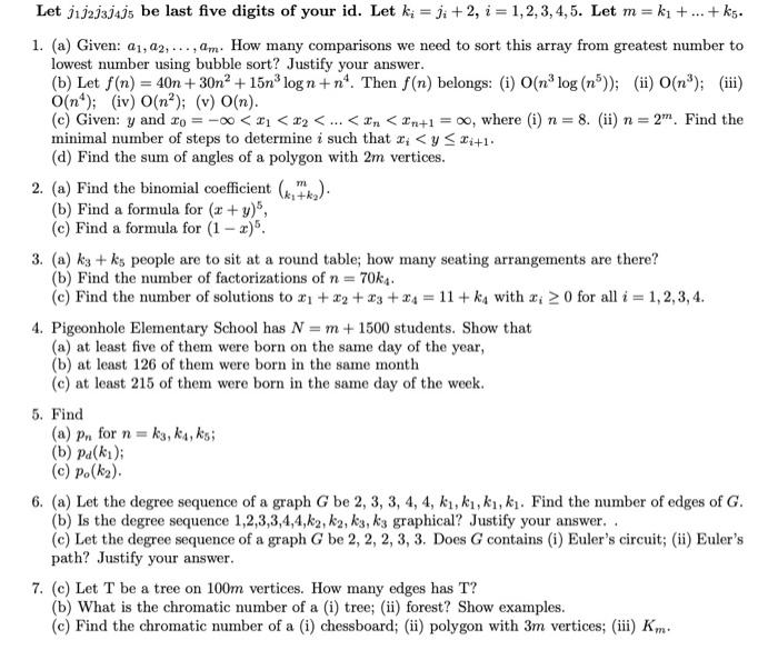 Solved Let Be Last Five Digits Of Your Id Let Chegg Com