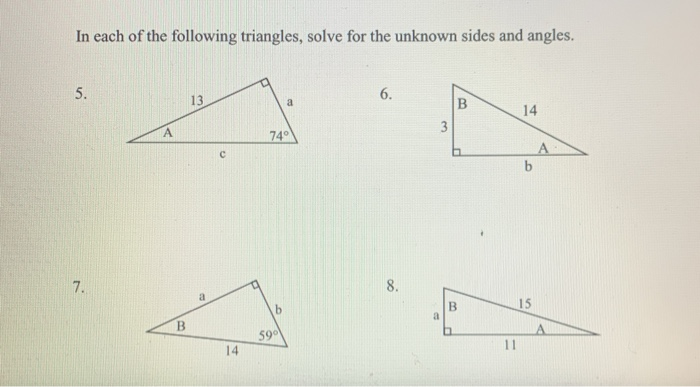 Solved In each of the following triangles, solve for the | Chegg.com