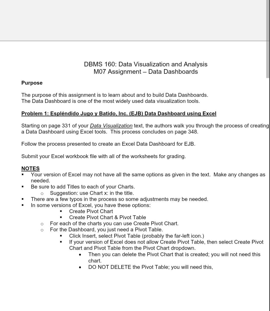 Solved M07 Assignment Data Dashboards Purpose The purpose