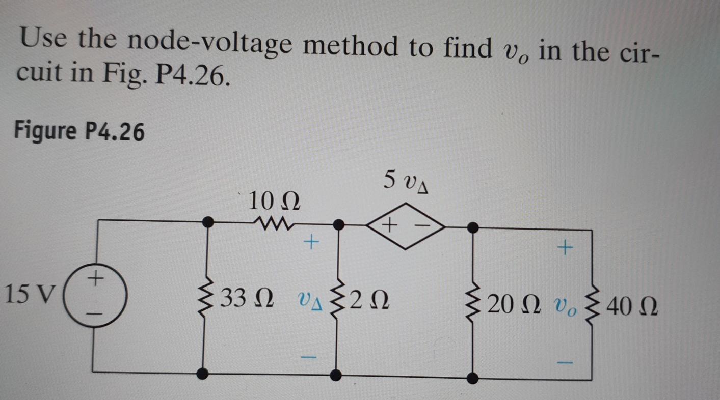 Solved Use the node-voltage method to find v, in the cir- | Chegg.com