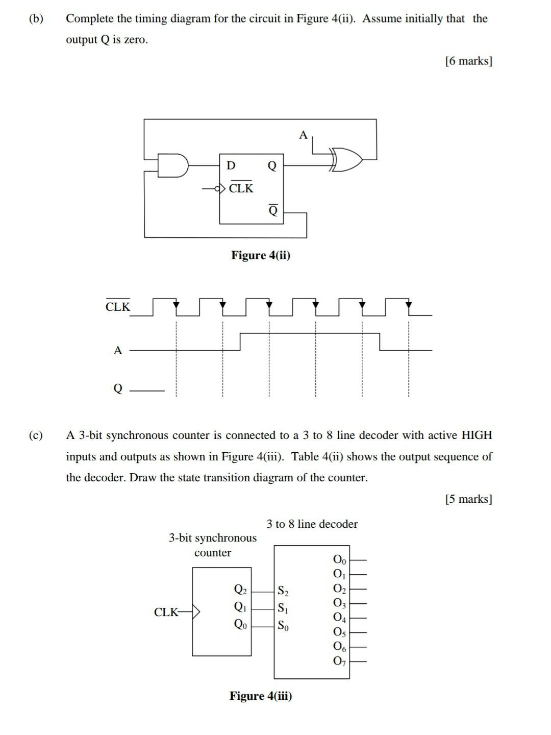 Solved (b) Complete The Timing Diagram For The Circuit In | Chegg.com