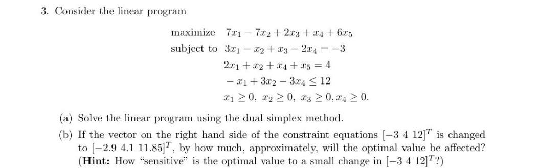 Solved it's an advanced linear programming question. will | Chegg.com