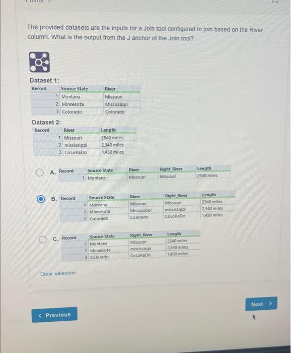 Solved The Provided Datasets Are The Inputs For A Join Tool | Chegg.com