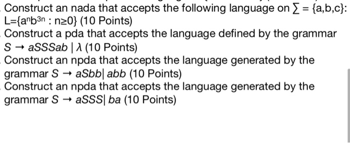 Solved - Construct An Nada That Accepts The Following | Chegg.com