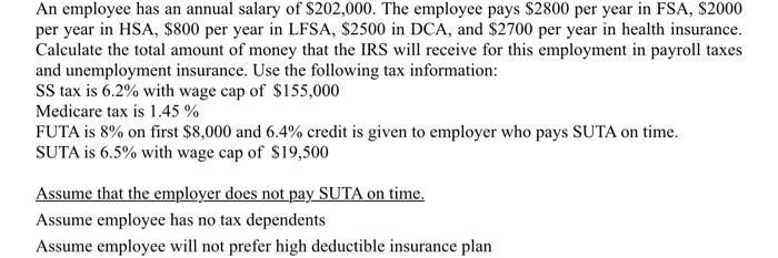 Solved An employee has an annual salary of $202,000. The | Chegg.com