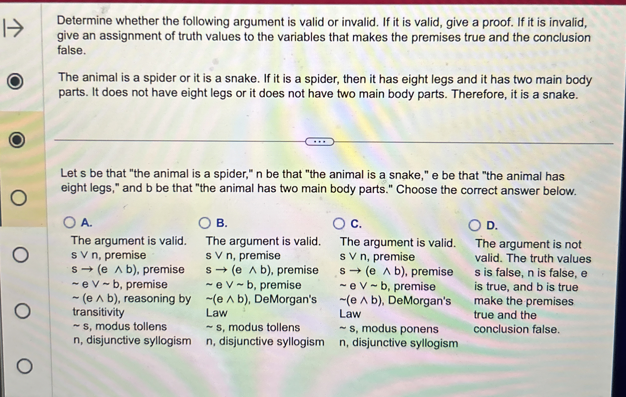Solved Determine whether the following argument is valid or | Chegg.com