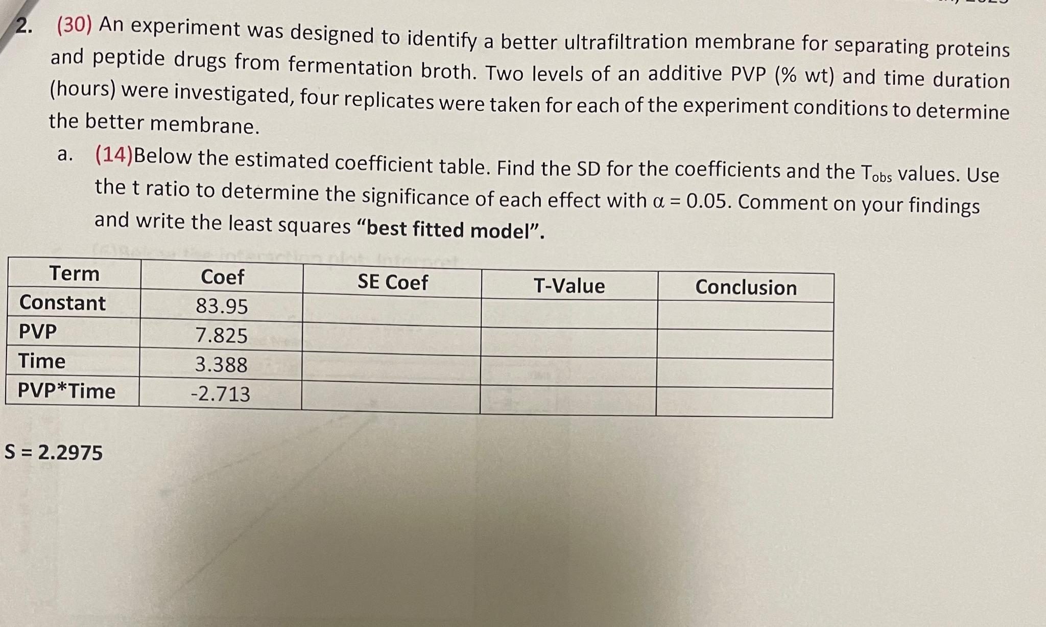 Solved (30) ﻿An experiment was designed to identify a better | Chegg.com
