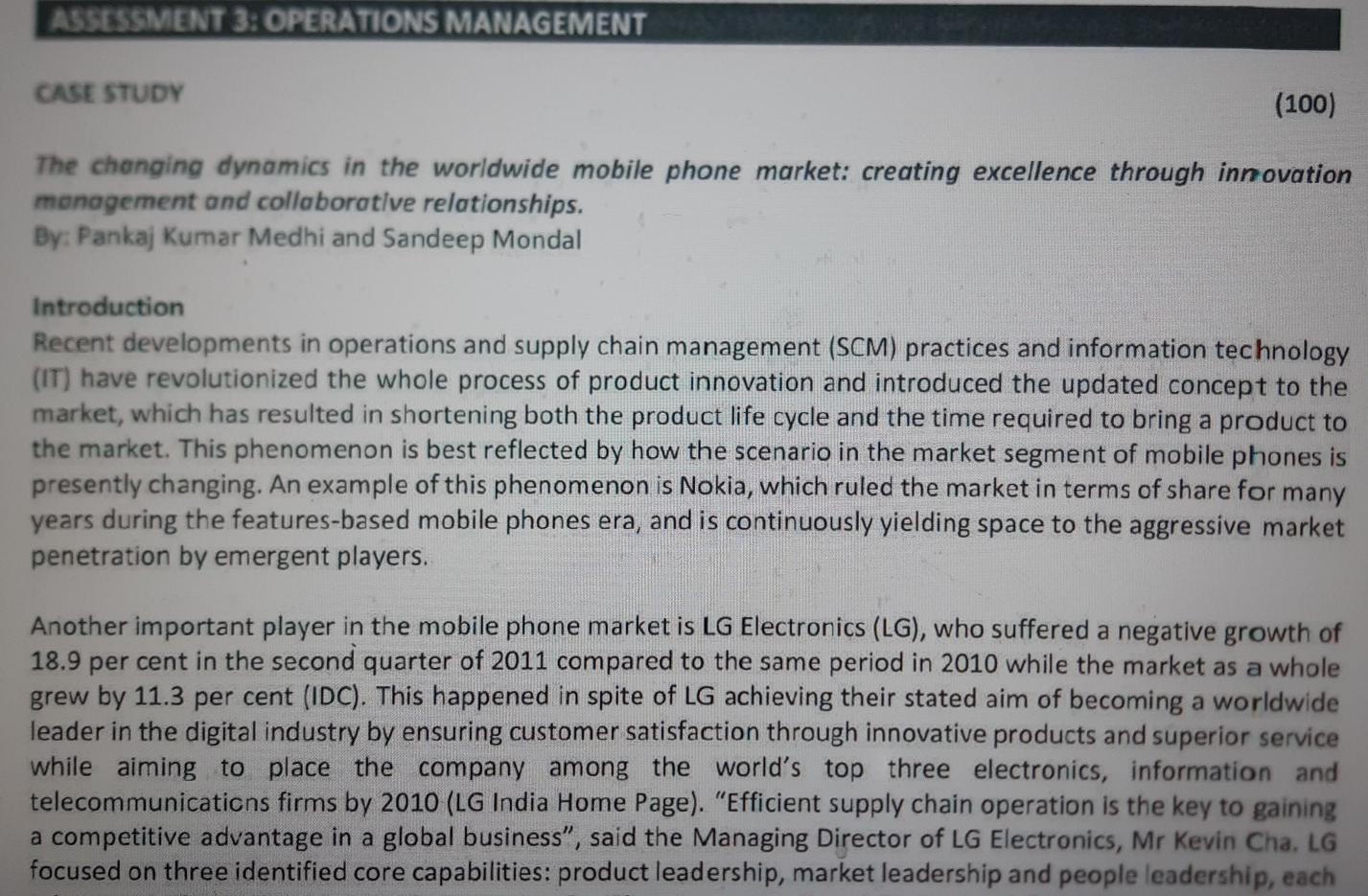 solved case study on operations management with answers