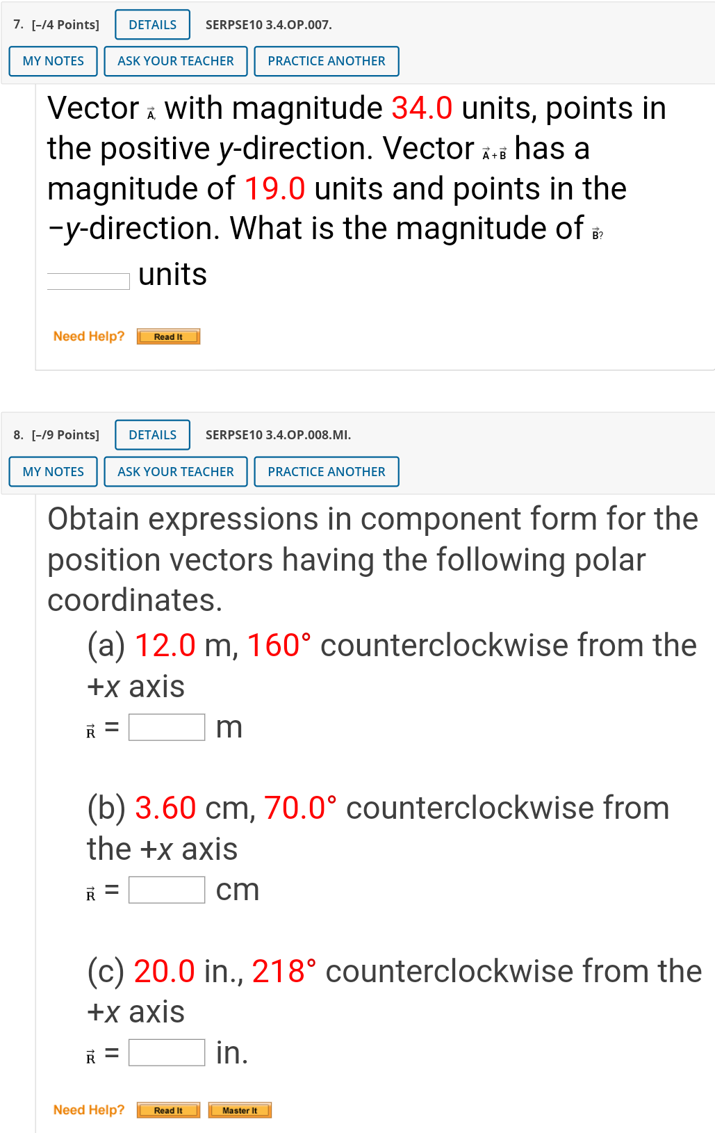 Solved 7. [-14 Points] DETAILS SERPSE10 3.4.OP.007. MY NOTES | Chegg.com