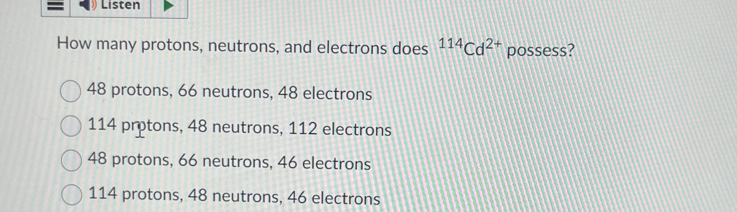 Solved How many protons, neutrons, and electrons does | Chegg.com
