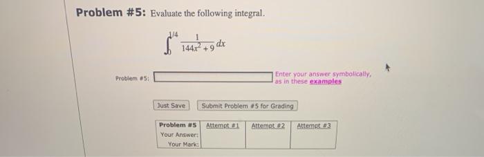 Solved Problem #5: Evaluate the following integral. $ 144f + | Chegg.com
