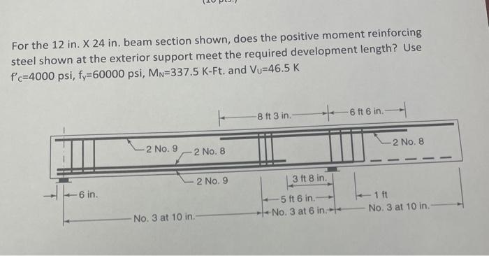 Solved For The 12 In. ×24 In. Beam Section Shown, Does The 