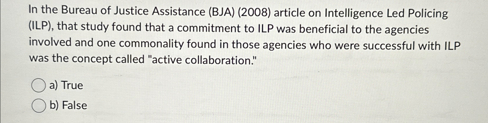 Solved In the Bureau of Justice Assistance (BJA) (2008) | Chegg.com