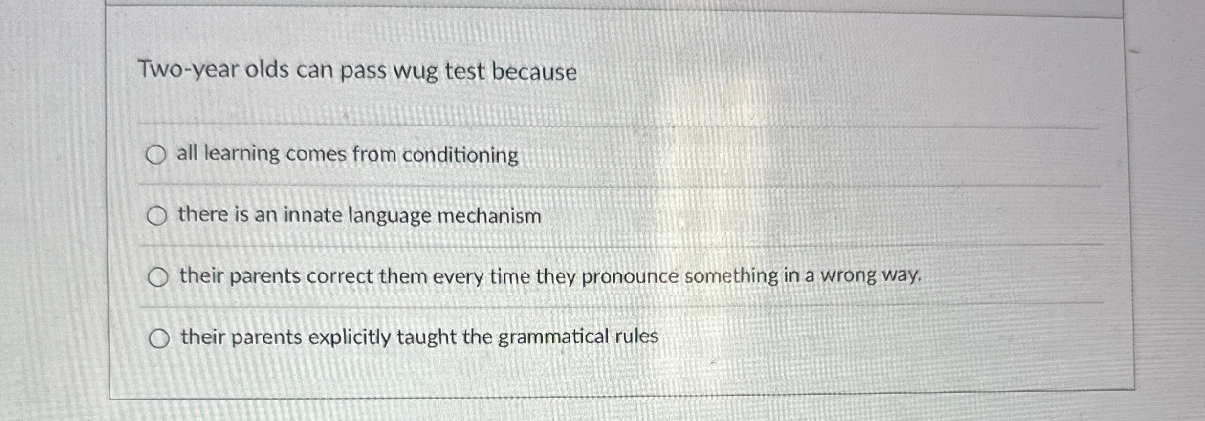 Solved Two-year olds can pass wug test becauseall learning | Chegg.com