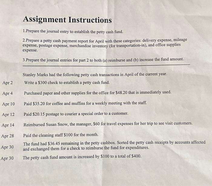 Solved Assignment instructions 1.Prepare the journal entry | Chegg.com