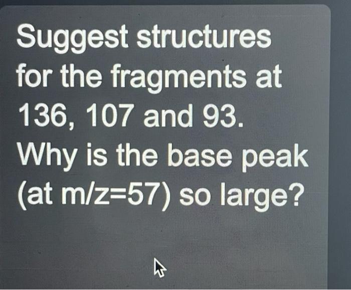 Solved Suggest structures for the fragments at 136, 107 and | Chegg.com