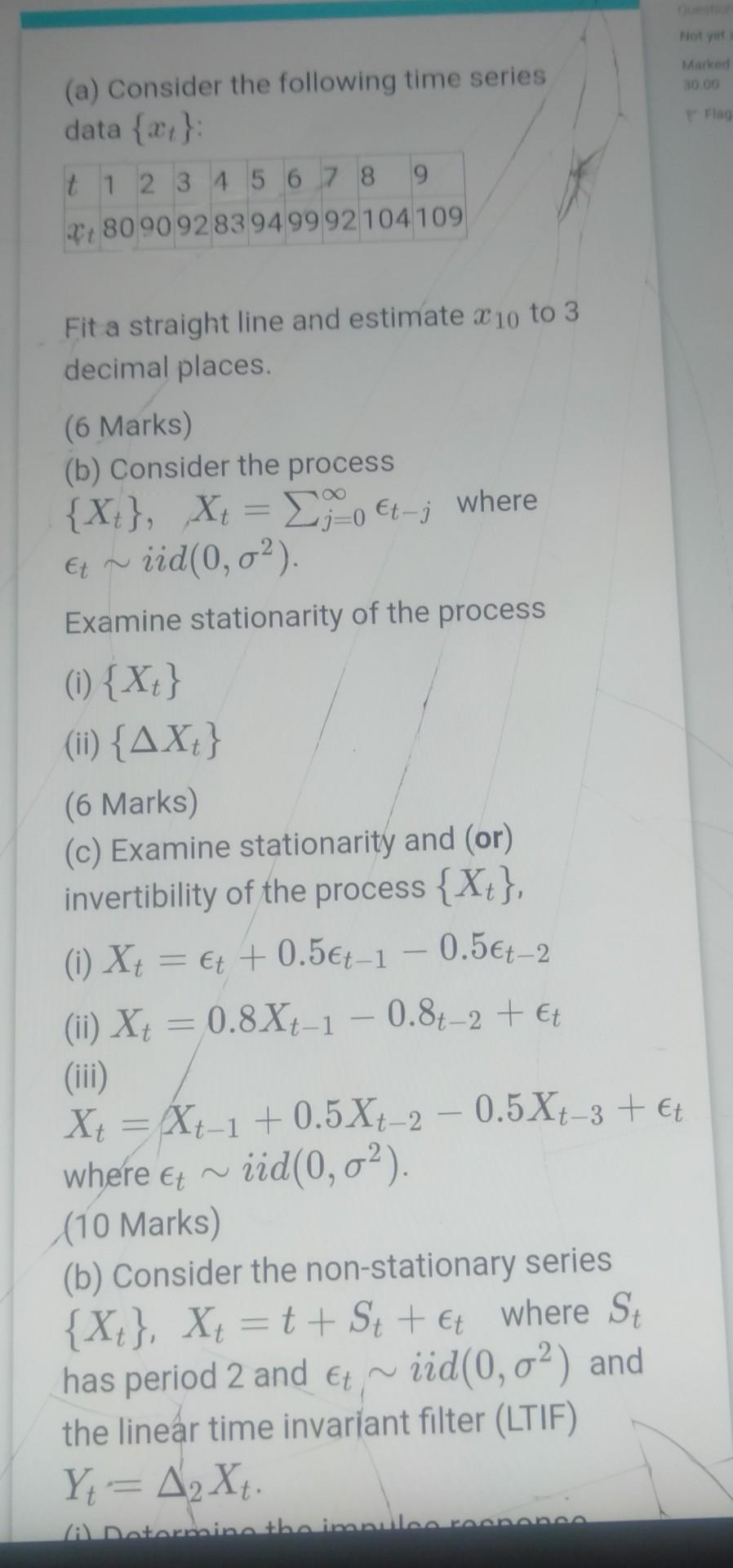 Solved (a) Consider the following time series data {xt} : | Chegg.com