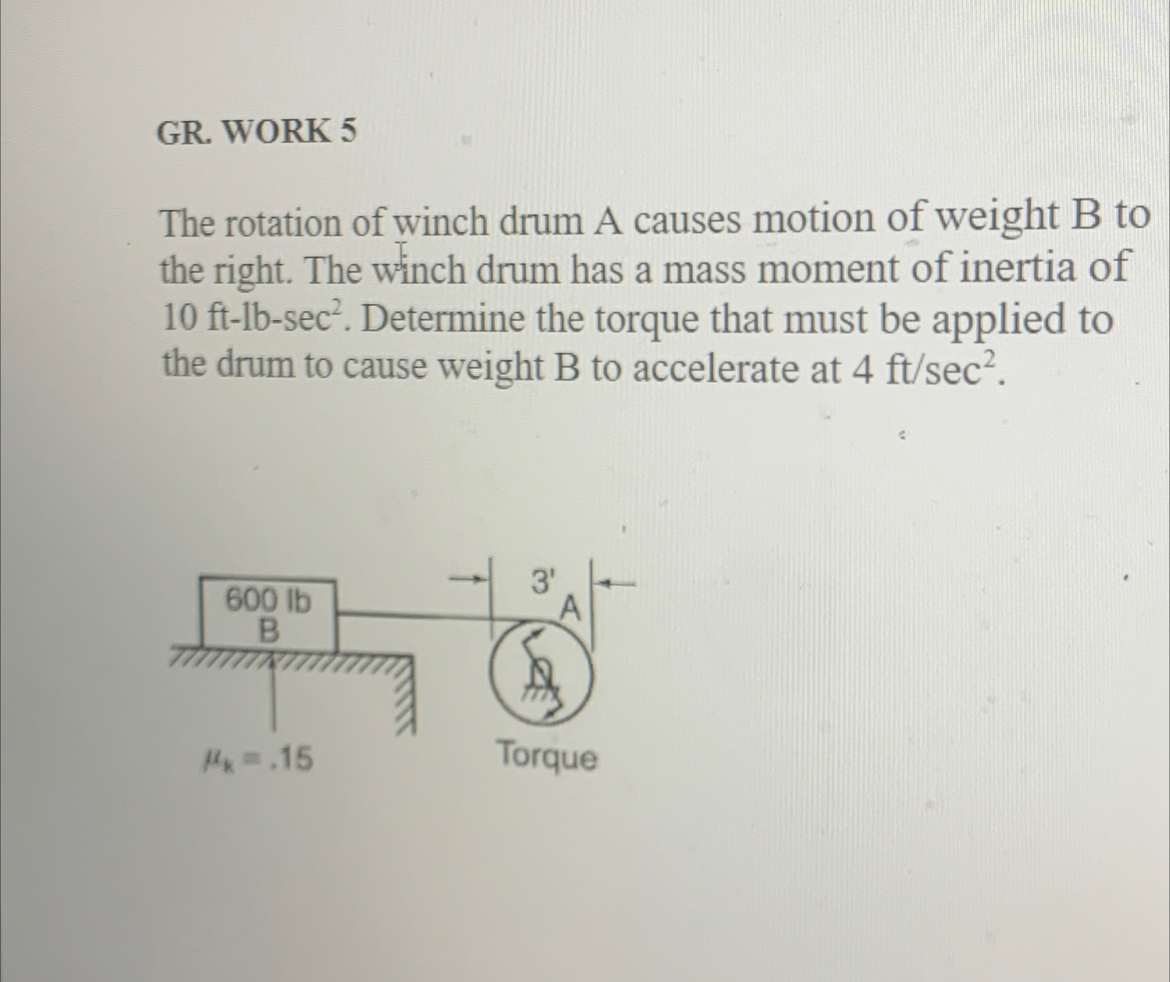 Solved GR. ﻿WORK 5The rotation of winch drum A causes motion | Chegg.com