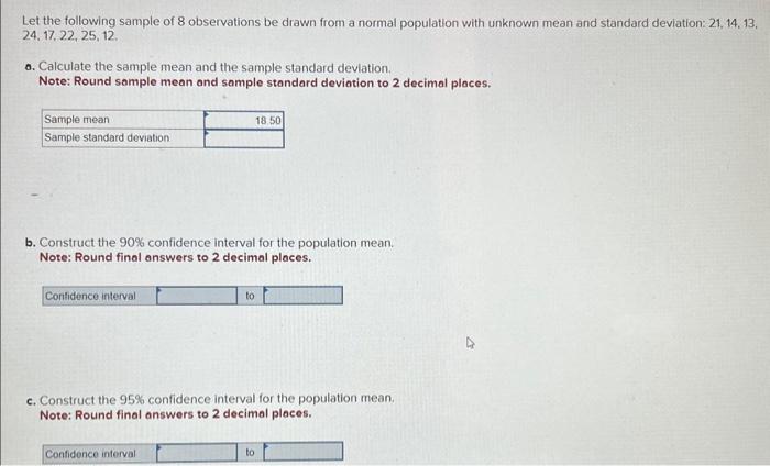 Solved A random sample of 18 observations is used to | Chegg.com