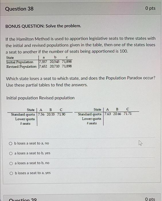 Solved Question 38 O pts BONUS QUESTION: Solve the problem. | Chegg.com