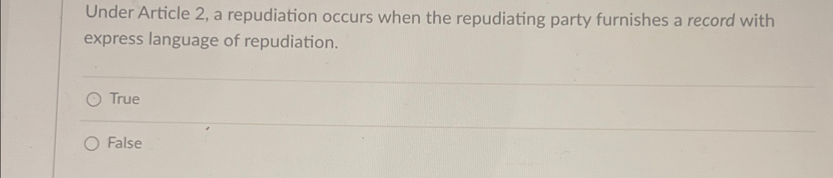 Solved Under Article 2, ﻿a repudiation occurs when the | Chegg.com