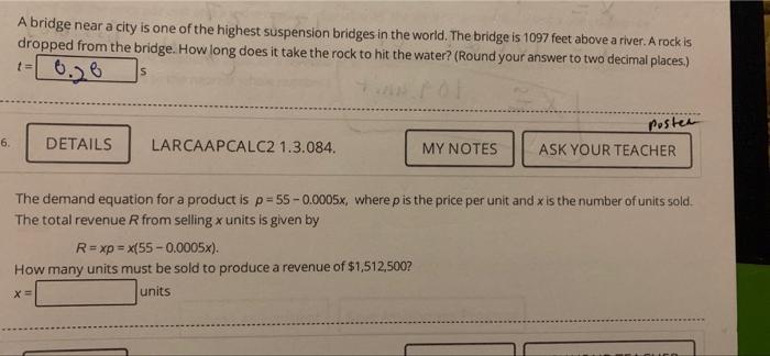 Solved A bridge near a city is one of the highest suspension | Chegg.com