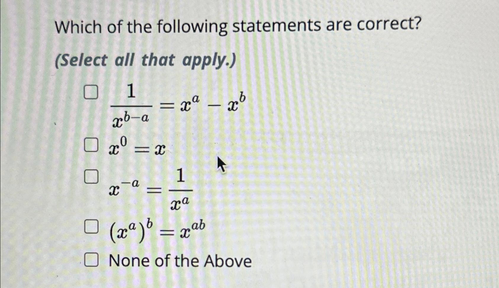 Solved Which Of The Following Statements Are Correct?(Select | Chegg.com