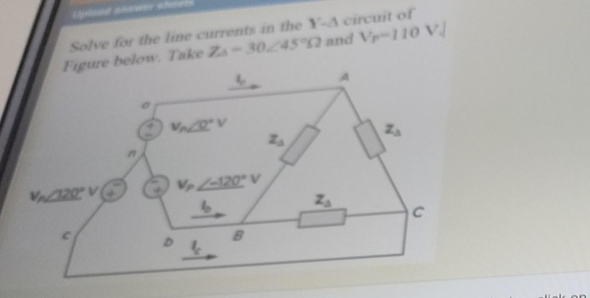 Solved Solve for the line currents in the circuit of Figure | Chegg.com