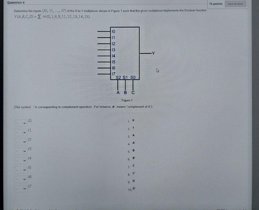 Solved Question 4 15 points Save Answer Determine the inputs | Chegg.com