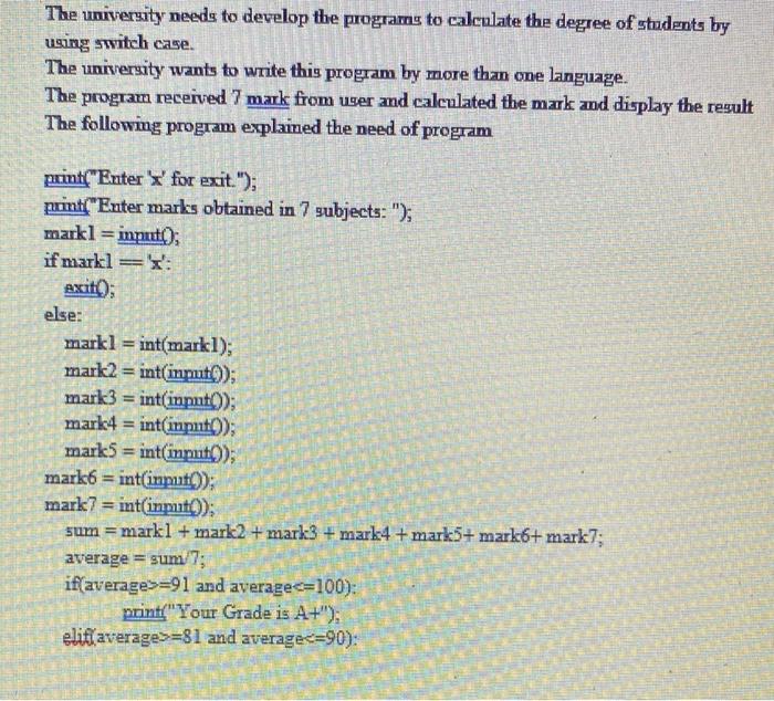 Solved The university needs to develop the programs to | Chegg.com