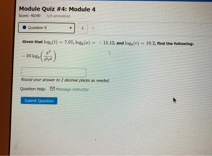Solved Module Quiz #4: Module 4 Score: 40/90 5/9 answered | Chegg.com
